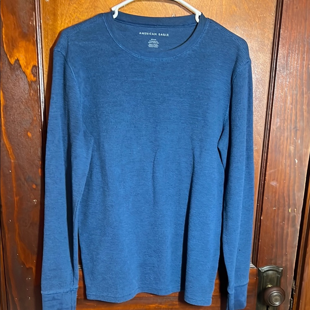 American Eagle Outfitters Men's Blue Long Sleeve Shirt